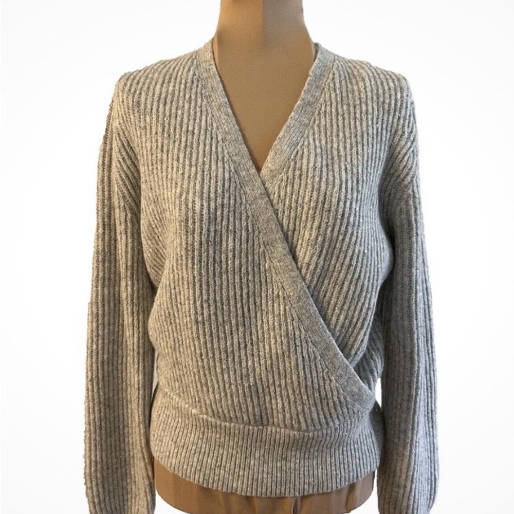 Michael Stars Laurel Surplice Heather grey with iridescent sequins throughout - Picture 6 of 8